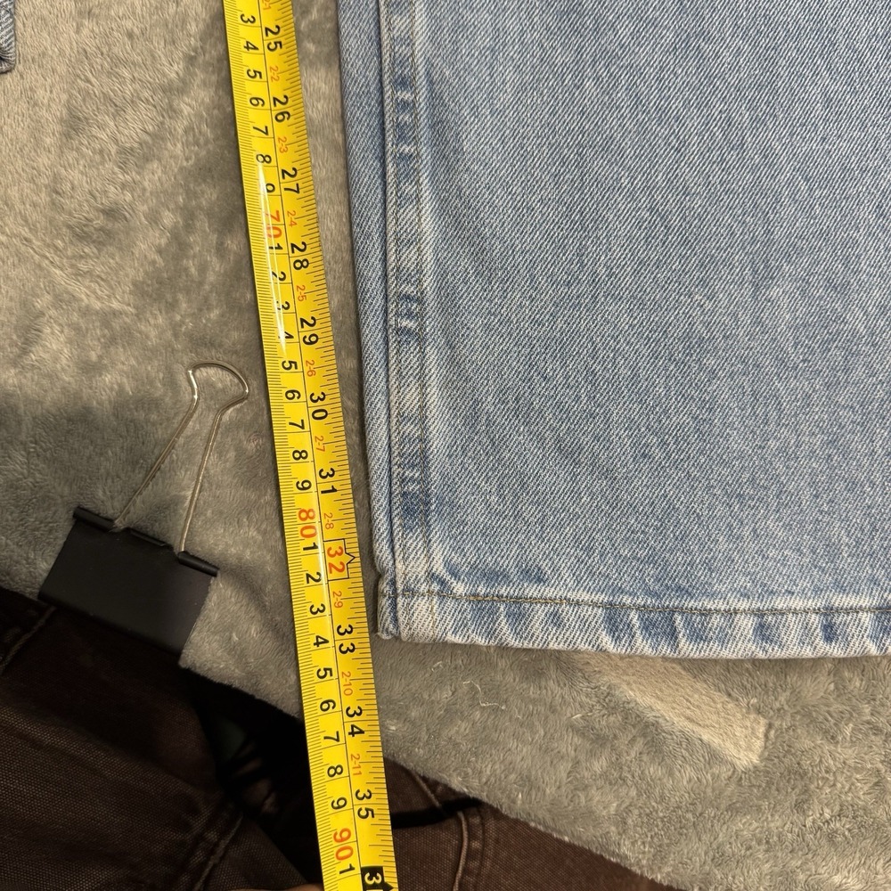 VTG Y2K Wrangler Straight Fit Lightwash Denim Jeans Mens 32x34 Western Indie - Picture 10 of 11